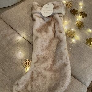 THRESHOLD Tan Faux Fur Christmas Stocking
